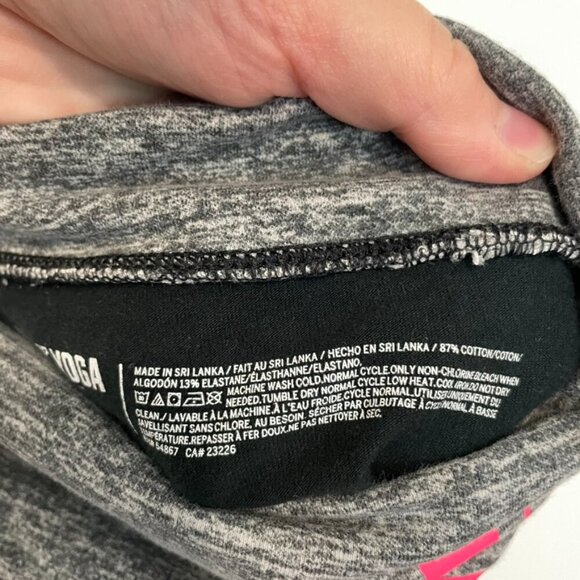 PINK YOGA VS PINK VICTORIA'S SECRET Foldover Yoga Leggings Black Gray Spellout M - Picture 7 of 11